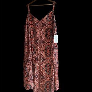 Ellos Orange Black Sleeveless Maxi Dress NWT 3X